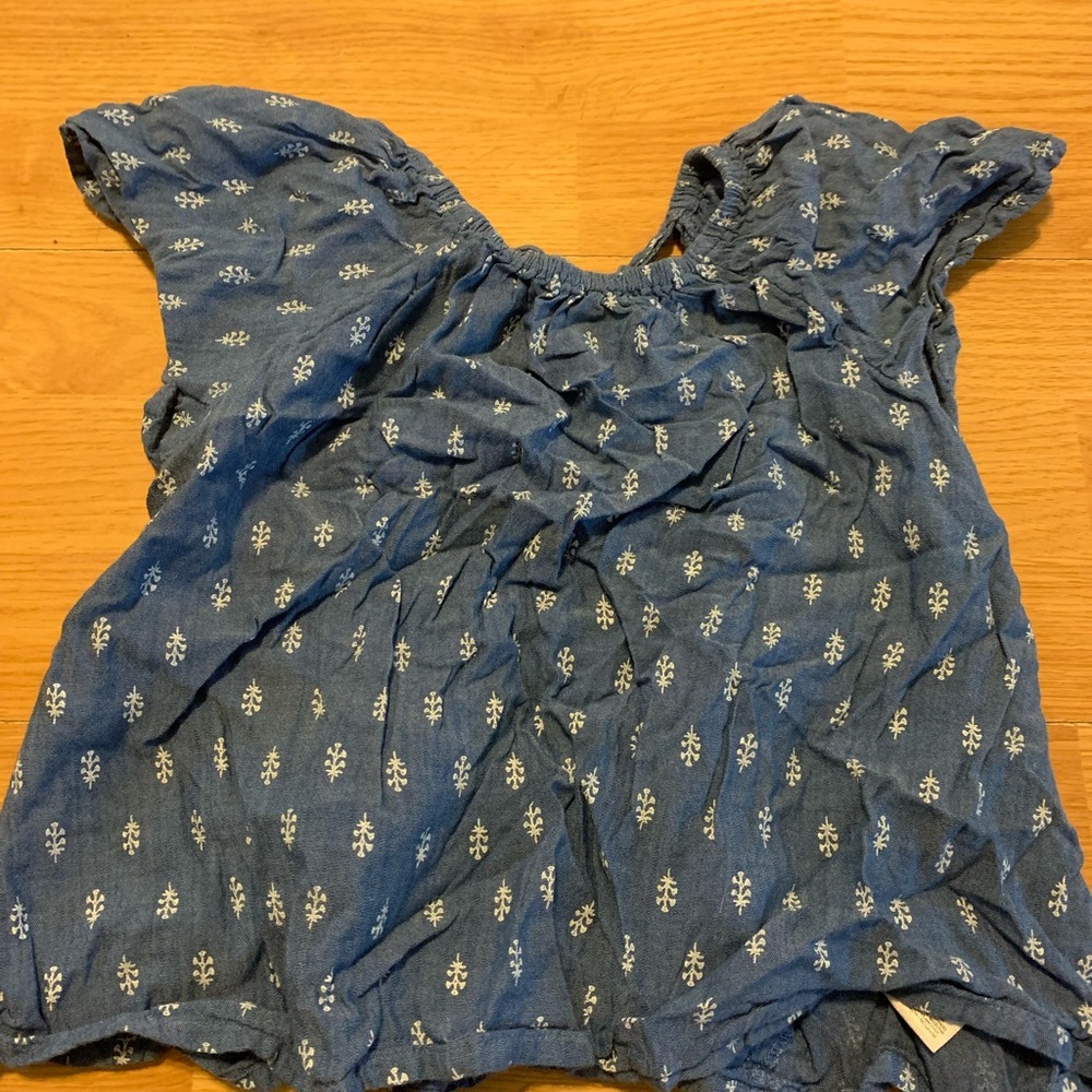 Blue Printed Women's Peasant Top